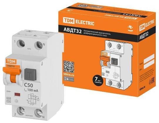 TDM electric SQ0202-0034 Автоматический выключатель дифференциального тока АВДТ 32 C50 100мА