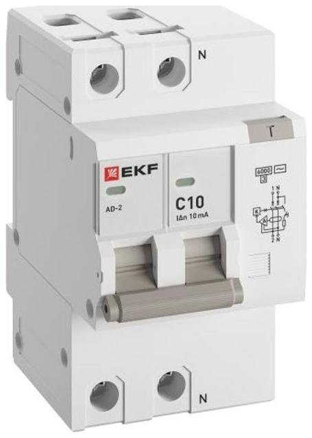 EKF DA2-6-10-10-pro Дифференциальный автомат АД-2 10А/ 10мА (хар. C, AC, электронный) 6кА PROxima