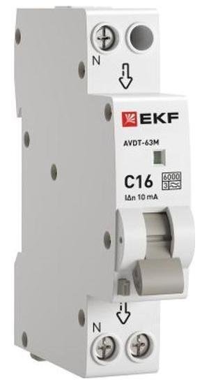 EKF D636EA16C10 Выключатель автоматический дифференциального тока АВДТ-63М 16А/10мА (1 мод. характеристика C, электронный, тип A) 6кА PROxima