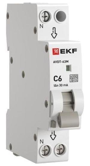 EKF D636EA06C30 Выключатель автоматический дифференциального тока АВДТ-63М 6А/30мА (1 мод. характеристика C, электронный, тип A) 6кА PROxima