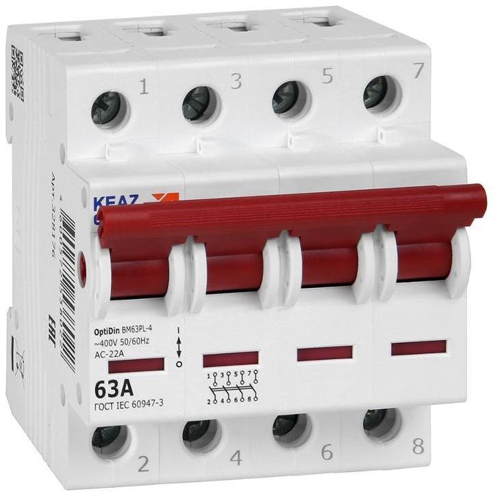 КЭАЗ 328176 Выключатель нагрузки модульный OptiDin BM63PL-463-УХЛ3 (BM63PL) [в упаковке 3, цена за 1 шт]
