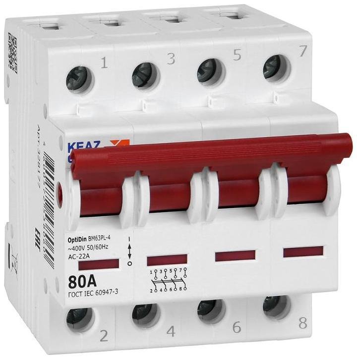 КЭАЗ 328177 Выключатель нагрузки модульный OptiDin BM63PL-480-УХЛ3 (BM63PL) [в упаковке 3, цена за 1 шт]
