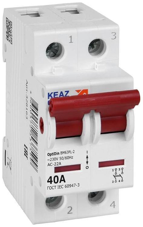 КЭАЗ 328163 Выключатель нагрузки модульный OptiDin BM63PL-240-УХЛ3 (BM63PL) [в упаковке 6, цена за 1 шт]