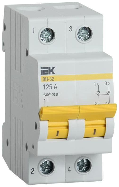 IEK MNV10-2-125 Выключатель нагрузки модульный (мини-рубильник) ВН-32 2Р 125А