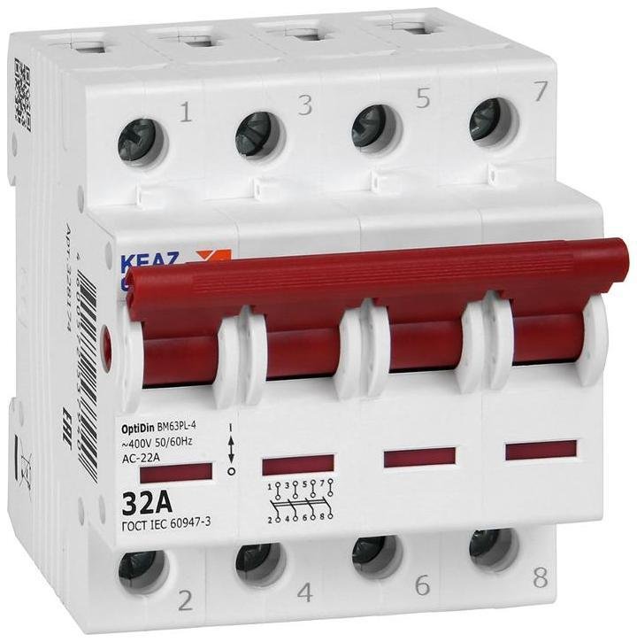 КЭАЗ 328174 Выключатель нагрузки модульный OptiDin BM63PL-432-УХЛ3 (BM63PL) [в упаковке 3, цена за 1 шт]