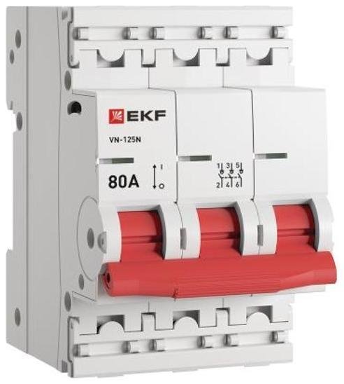 EKF S1253080 Выключатель нагрузки ВН-125N 3Р 80А PROXIMA
