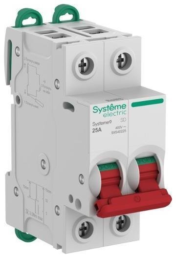 Systeme Electric S9S40225 Systeme9 Выключатель нагрузки (ВН) 2P 25A 400В [в упаковке 6, цена за 1 шт]