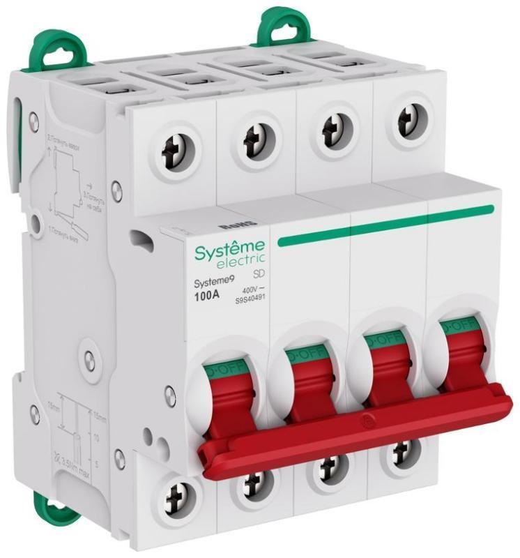 Systeme Electric S9S40491 Systeme9 Выключатель нагрузки (ВН) 4P 100A 400В [в упаковке 3, цена за 1 шт]