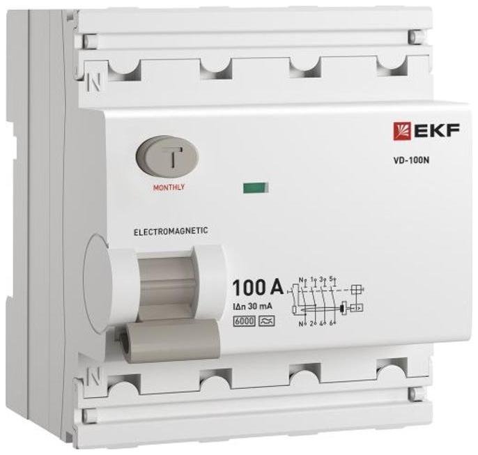 EKF E1046MA10030 Выключатель дифференциального тока ВД-100N 4п 100А 30мА (тип А, эл-мех) 6кА PROximа