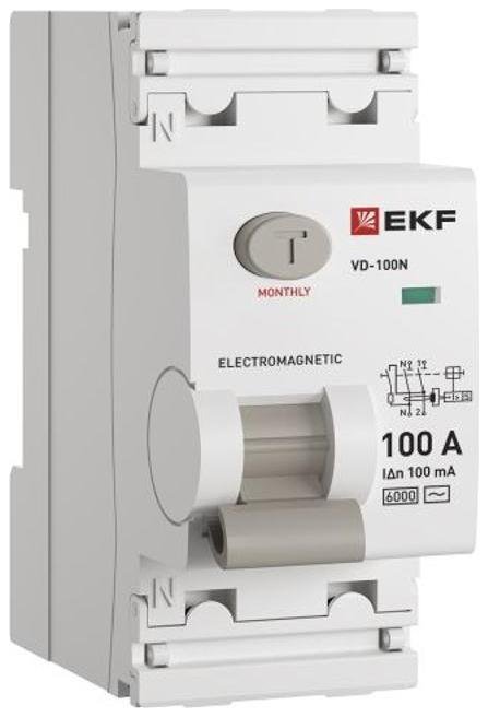 EKF E1026M100100 Выключатель дифференциального тока ВД-100N 2п 100А 100мА (тип АС, эл-мех) 6кА PROximа