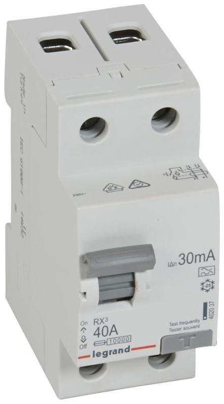 Legrand 402037 Выключатель дифференциальный (УЗО) RX3 2п 40А 30мА тип A