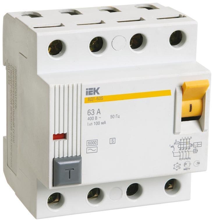 IEK MDV12-4-025-300 Выключатель дифференциальный (УЗО) ВД1-63S 4п 25А 300мА тип AC