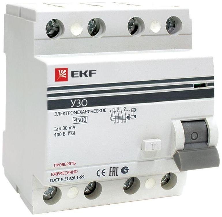 EKF elcb-4-16-30-em-pro Выключатель дифференциальный (УЗО) ВД-100 4п 16А 30мА (тип АС, эл-мех) PROximа