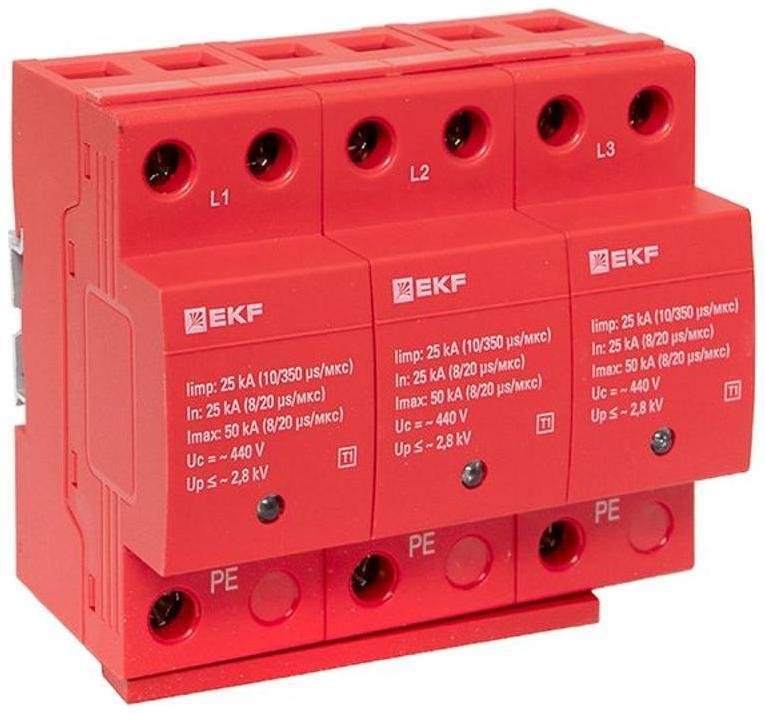 EKF spd-t1-3p Устройство защиты от импульсных перенапряжений Класс 1 Iimp 25kA (10/350?s) 3P