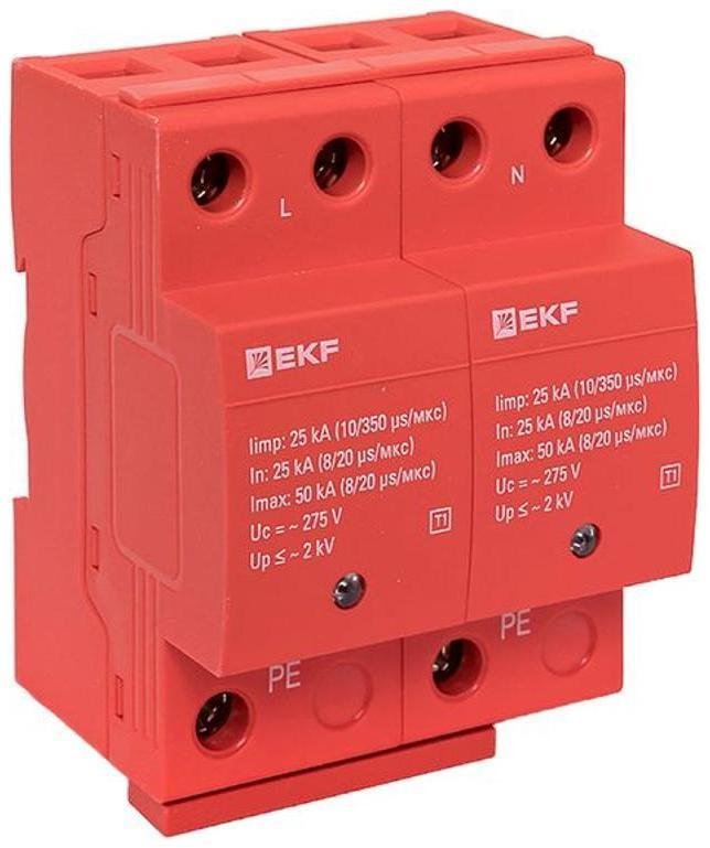 EKF spd-t1-2p Устройство защиты от импульсных перенапряжений Класс 1 Iimp 25kA (10/350?s) 2P