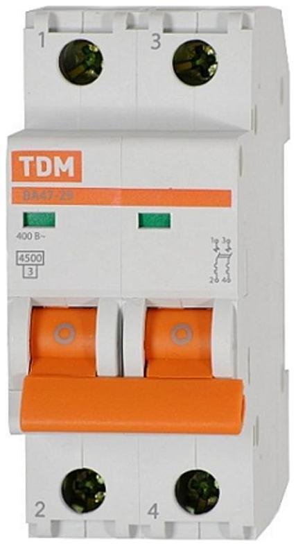 TDM electric SQ0206-0023 Выключатель автоматический двухполюсный ВА47-29 8А B 4,5кА