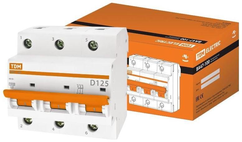TDM electric SQ0207-0095 Выключатель автоматический трехполюсный ВА47-100 3Р 125А 10кА х-ка D
