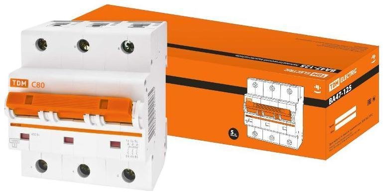 TDM electric SQ0208-0082 Выключатель автоматический трехполюсный ВА47-125 80А C 15кА
