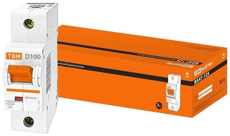 TDM electric SQ0208-0011 Выключатель автоматический однополюсный ВА47-125 100А D 15кА
