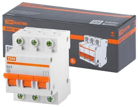 TDM electric SQ0218-0061 Выключатель автоматический трехполюсный ВА47-63 3Р 63А 4,5кА х-ка B
