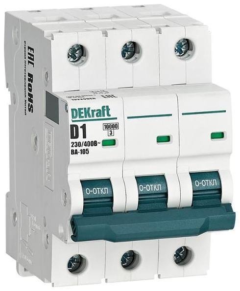 DEKraft 13220DEK Выключатель автоматический трехполюсный ВА-105 1А D 10кА