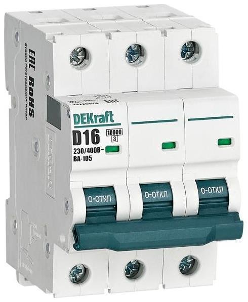 DEKraft 13226DEK Выключатель автоматический трехполюсный ВА-105 20А D 10кА