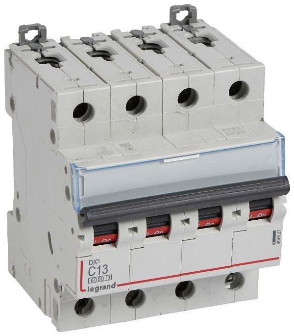 Legrand 407927 Выключатель автоматический четырехполюсный DX3 6000 13А C 10кА