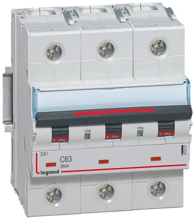 Legrand 410027 Выключатель автоматический трехполюсный DX3 63A C 36кА (4,5 мод)