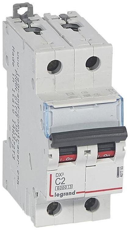 Legrand 407793 Выключатель автоматический двухполюсный DX3 6000 2А C 10кА