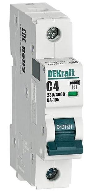 DEKraft 13150DEK Выключатель автоматический однополюсный ВА-105 4А C 10кА