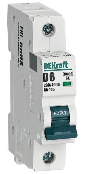 DEKraft 13199DEK Выключатель автоматический однополюсный ВА-105 6А D 10кА