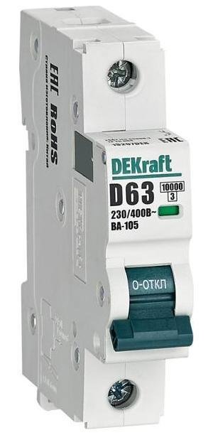 DEKraft 13207DEK Выключатель автоматический однополюсный ВА-105 63А D 10кА