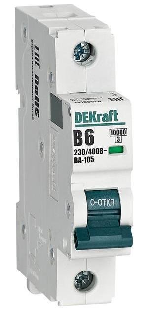DEKraft 13103DEK Выключатель автоматический однополюсный ВА-105 6А B 10кА