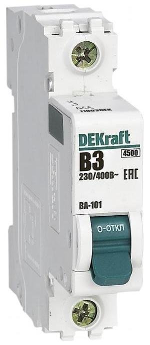 DEKraft 11003DEK Выключатель автоматический однополюсный ВА-101 3А B 4,5кА [в упаковке 12, цена за 1 шт]
