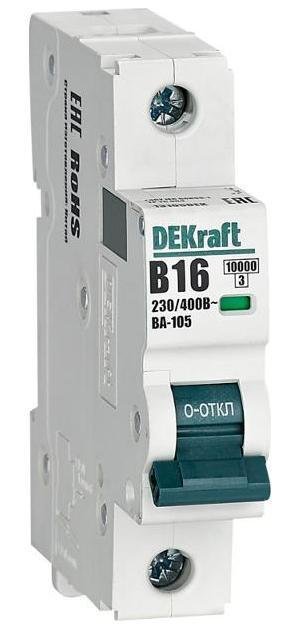 DEKraft 13105DEK Выключатель автоматический однополюсный ВА-105 16А B 10кА