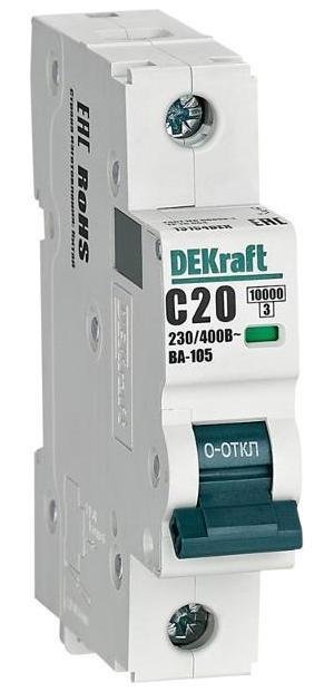 DEKraft 13154DEK Выключатель автоматический однополюсный ВА-105 20А C 10кА