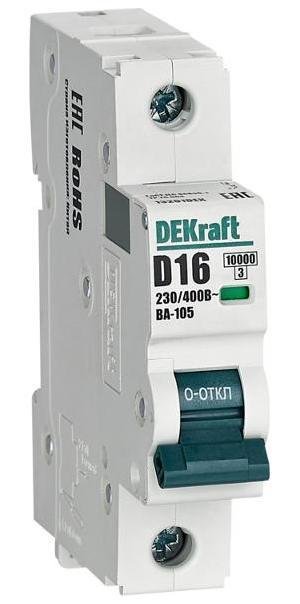 DEKraft 13201DEK Выключатель автоматический однополюсный ВА-105 16А D 10кА