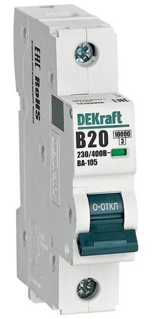 DEKraft 13106DEK Выключатель автоматический однополюсный ВА-105 20А B 10кА