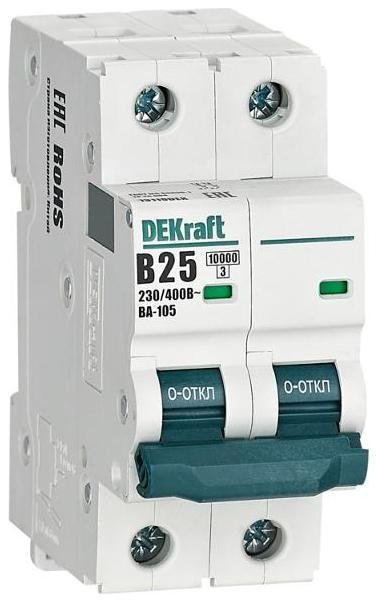 DEKraft 13119DEK Выключатель автоматический двухполюсный ВА-105 25А B 10кА