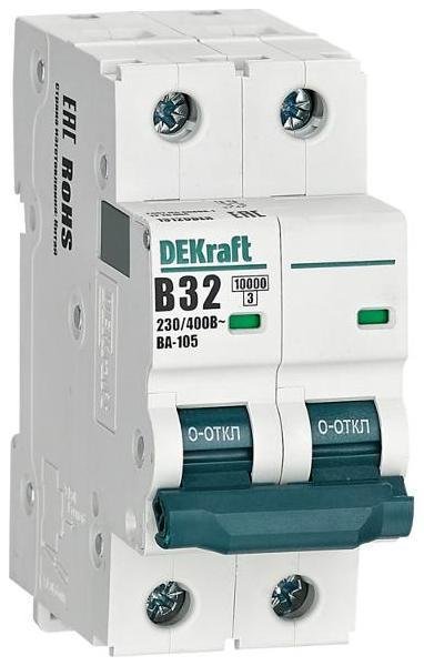 DEKraft 13120DEK Выключатель автоматический двухполюсный ВА-105 32А B 10кА