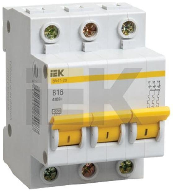 IEK MVA20-3-001-D Выключатель автоматический трехполюсный ВА47-29 1А D 4,5кА KARAT