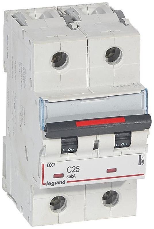 Legrand 410010 Выключатель автоматический двухполюсный DX3 25A C 36кА (3 мод)