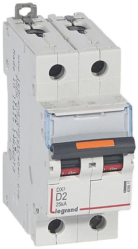 Legrand 409817 Выключатель автоматический двухполюсный DX3 2А D 25кА