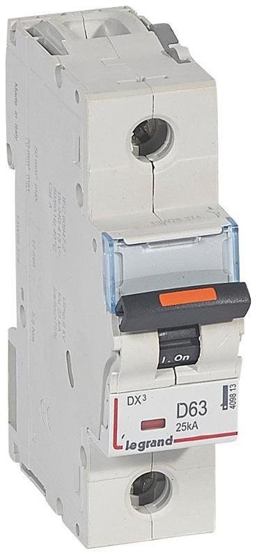 Legrand 409813 Выключатель автоматический однополюсный DX3 63А D 25кА (1,5 мод)