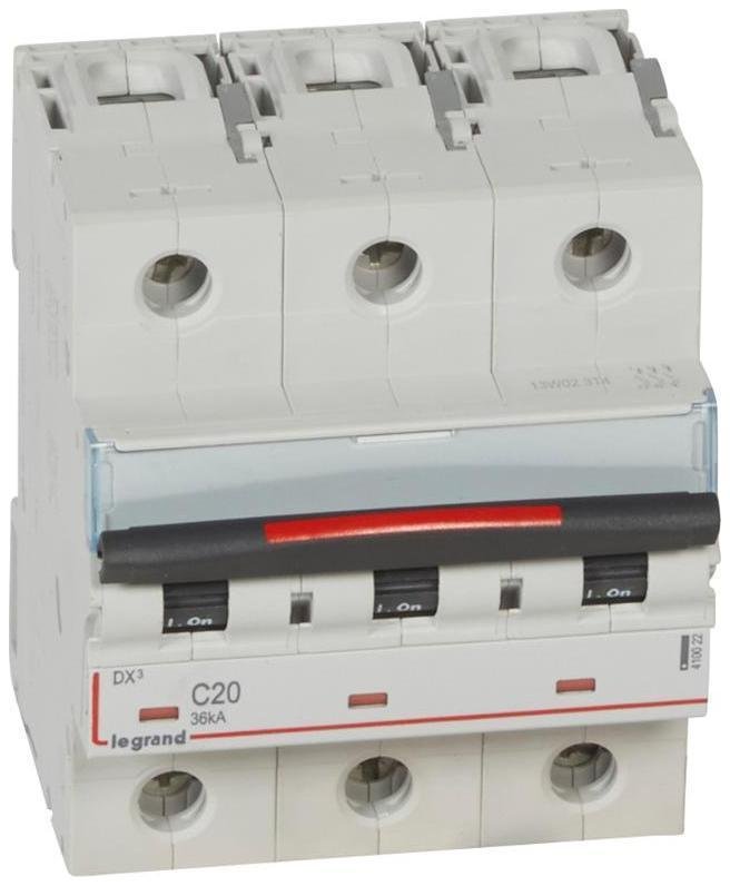 Legrand 410022 Выключатель автоматический трехполюсный DX3 20A C 36кА (4,5 мод)