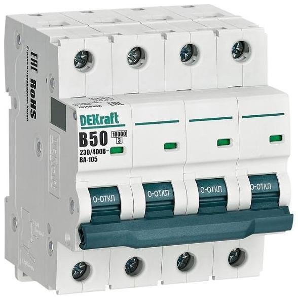 DEKraft 13146DEK Выключатель автоматический четырехполюсный ВА-105 50А B 10кА