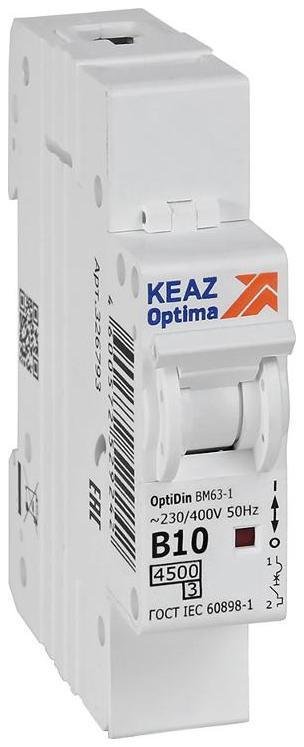 КЭАЗ 329500 Выключатель автоматический однополюсный OptiDin BM63-1B10-4,5-УХЛ3 [в упаковке 12, цена за 1 шт]