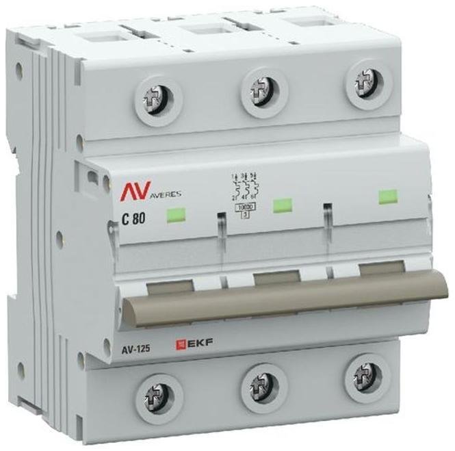 EKF mcb125-3-80D-av Выключатель автоматический AV-125 3P 80A (D) 10kA AVERES