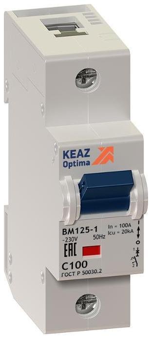 КЭАЗ 138537 Выключатель автоматический двухполюсный OptiDin BM125 80А C 20кА (BM125-2C80-8ln-УХЛ3)