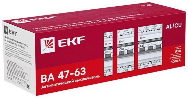 EKF mcb4763m-6-1-16C-pro Выключатель автоматический однополюсный 1P 16А (C) 6кА ВА 47-63M c электромагнитным расцепителем PROxima